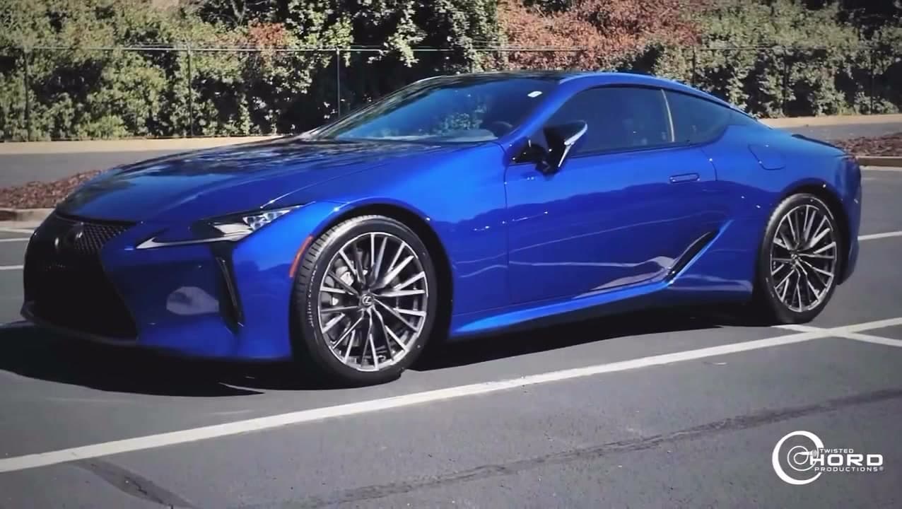 Blue Lexus LC 500 in full side profile